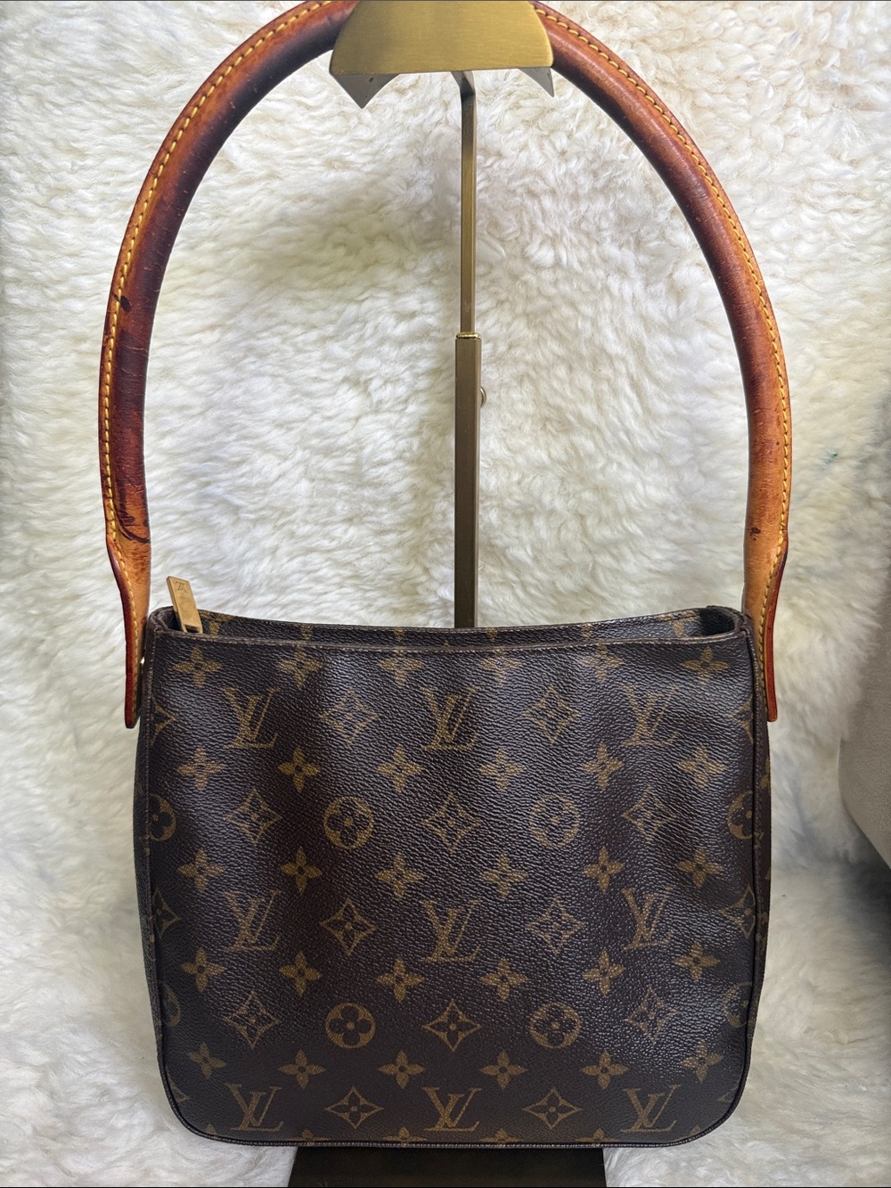 Louis Vuitton Looping Monogram Canvas Shoulder Bag in Brown and Tan